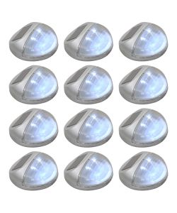 Lampade Solari da Parete da Esterni a LED 12 pz Rotonde Argento