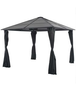 Gazebo con Tende in Alluminio 3x3 m Nero