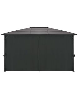 Gazebo con Tende in Alluminio 4x3x2,6 m Nero