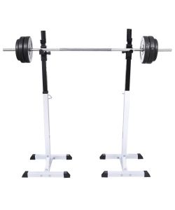 Stazione per Squat con Bilanciere e Set di Manubri da 60,5 kg