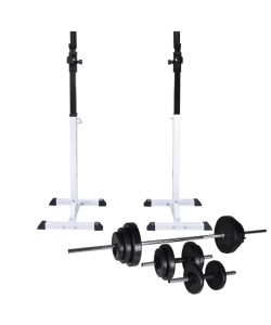 Stazione per Squat con Bilanciere e Set di Manubri da 30,5 kg