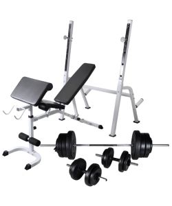 Panca Multifunzione con Rack Bilanciere e Set Manubri 60,5 kg