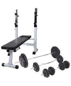 Panca Reclinabile con Rack Bilanciere e Set Manubri 90 kg