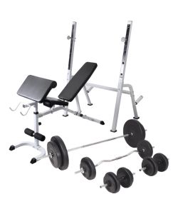 Panca Multifunzione con Rack Bilanciere e Set Manubri 90 kg
