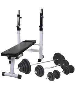 Panca Reclinabile con Rack Bilanciere e Set Manubri 120 kg