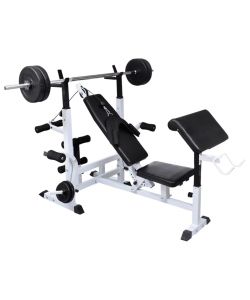 Panca Multifunzione con Bilanciere e Set di Manubri 120 kg