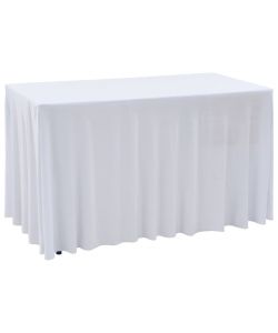 Copertura Elastica per Tavolo con Gonna 2 pz 183x76x74cm Bianco