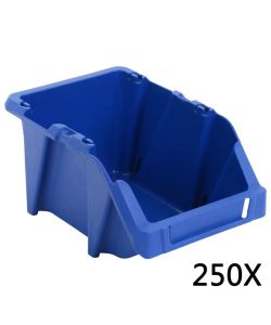  Contenitori Portaoggetti Impilabili 250 pz 103x165x76 mm Blu