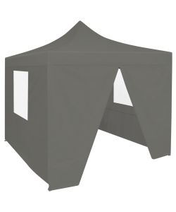 Tendone per Feste Pieghevole Pop-Up con 4 Pareti 3x3m Antracite