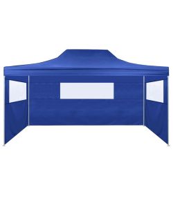Tenda Pieghevole con 3 Pareti 3x4,5 m Blu