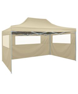 Tenda Pieghevole con 3 Pareti 3x4,5 m Crema