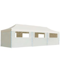 Tenda Pieghevole Pop-Up con 8 Pareti Laterali 3x9 m Crema