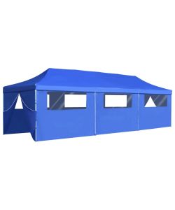 Tenda Pieghevole Pop-Up con 8 Pareti Laterali 3x9 m Blu