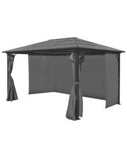 Gazebo con Tenda Antracite in Alluminio 400x300 cm