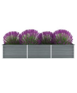 Letto Rialzato Giardino in Acciaio Zincato 240x80x45 cm Grigio