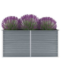 Letto Rialzato Giardino in Acciaio Zincato 160x40x77 cm Grigio