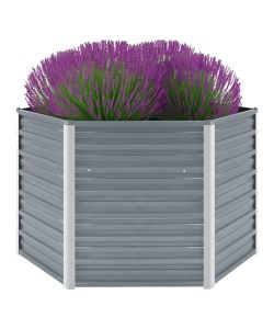 Letto Rialzato Giardino in Acciaio Zincato 129x129x77 cm Grigio
