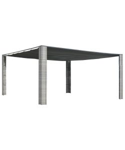 Gazebo Tetto Mobile Polyrattan 400x400x200cm Grigio e Antracite