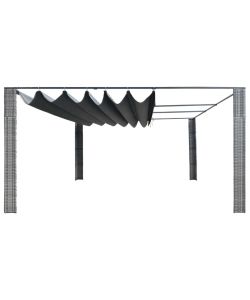 Gazebo Tetto Mobile Polyrattan 400x400x200cm Grigio e Antracite