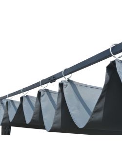 Gazebo Tetto Mobile Polyrattan 400x400x200cm Grigio e Antracite