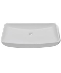 Lavello Bagno con Miscelatore in Ceramica Rettangolare Bianco