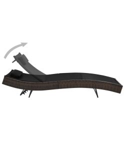 Lettino Prendisole con Cuscino in Polyrattan Marrone 44716