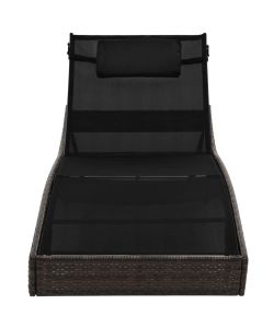 Lettino Prendisole con Cuscino in Polyrattan Marrone 44716