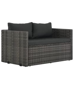 Set da Pranzo per Esterni 3 pz con Cuscini in Polyrattan Grigio