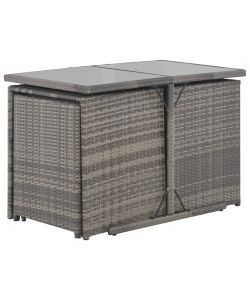 Set da Pranzo per Esterni 7 pz con Cuscini in Polyrattan Grigio