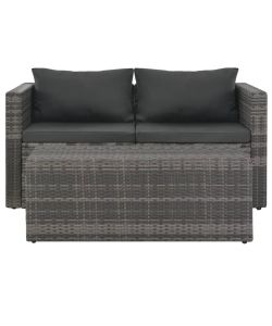 Set Divani da Giardino 6 pz con Cuscini in Polyrattan Grigio 44722