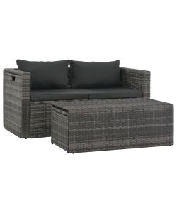 Set Divani da Giardino 6 pz con Cuscini in Polyrattan Grigio 44722