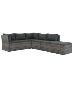 Set Divani da Giardino 4 pz con Cuscini in Polyrattan Grigio 44723