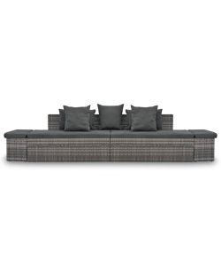 Set Divani da Giardino 4 pz con Cuscini in Polyrattan Grigio 44724