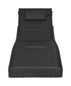Lettino Prendisole in Polyrattan e Textilene Nero