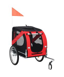 Rimorchio da Bici per Cani Rosso e Nero
