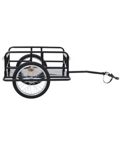 Rimorchio Bici per Trasporto Merci 130x73x48,5cm Acciaio Nero