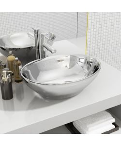 Lavandino 40x33x13,5 cm in Ceramica Argento