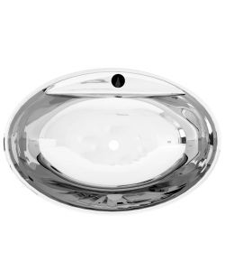 Lavandino con Troppopieno 58,5x39x21 cm in Ceramica Argento