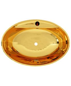 Lavandino con Troppopieno 58,5x39x21 cm in Ceramica Oro