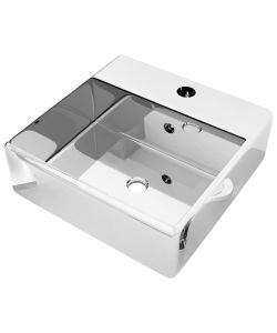 Lavandino con Troppopieno 41x41x15 cm in Ceramica Argento