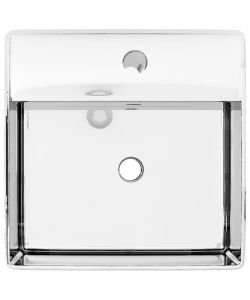 Lavandino con Troppopieno 41x41x15 cm in Ceramica Argento
