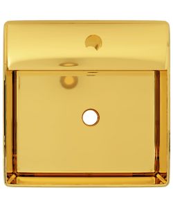 Lavandino con Troppopieno 41x41x15 cm in Ceramica Oro