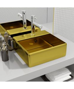 Lavandino con Troppopieno 41x41x15 cm in Ceramica Oro