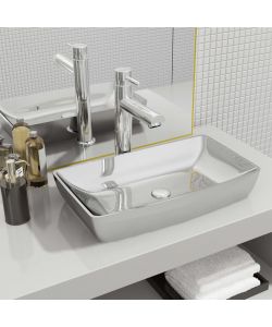 Lavandino 71x38x13,5 cm in Ceramica Argento