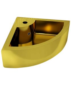 Lavandino con Troppopieno 45x32x12,5 cm in Ceramica Oro
