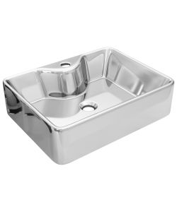 Lavandino con Foro per Rubinetto 48x37x13,5 cm Ceramica Argento