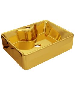 Lavandino con Foro per Rubinetto 45x32x12,5 cm in Ceramica Oro