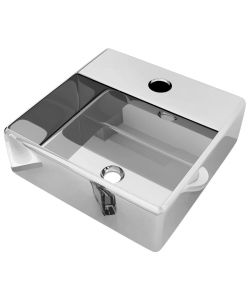 Lavandino con Foro per Rubinetto 38x30x11,5 cm Ceramica Argento