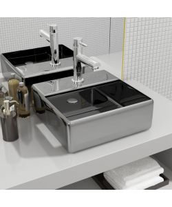 Lavandino con Foro per Rubinetto 38x30x11,5 cm Ceramica Argento