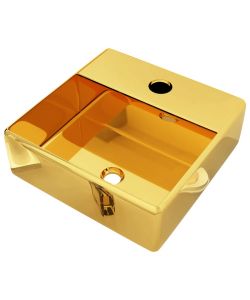 Lavandino con Foro per Rubinetto 38x30x11,5 cm in Ceramica Oro